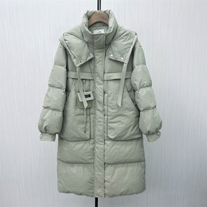 
fei2025 winter new product down jacket women's fashion long loose thickened warm white duck down jacket 8251
