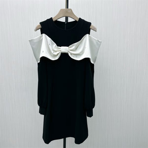 
KA2025 autumn new product French off-shoulder dress female temperament commuting slim fit slim a-line skirt 2601