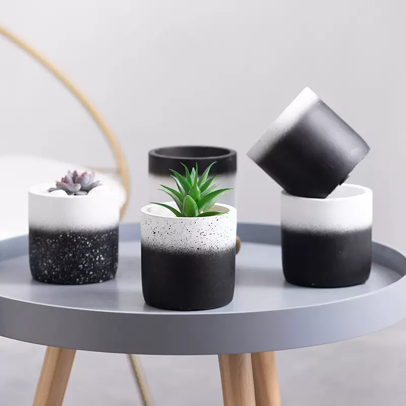 北欧风格多肉植物渐变水泥花盆现代简欧创意家居桌面绿植