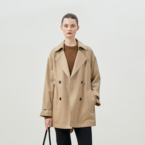 *WFY08004 Jasmine I*C Black Technology Optim Windproof Waterproof Soy Sauce Silk Wool Trench Coat