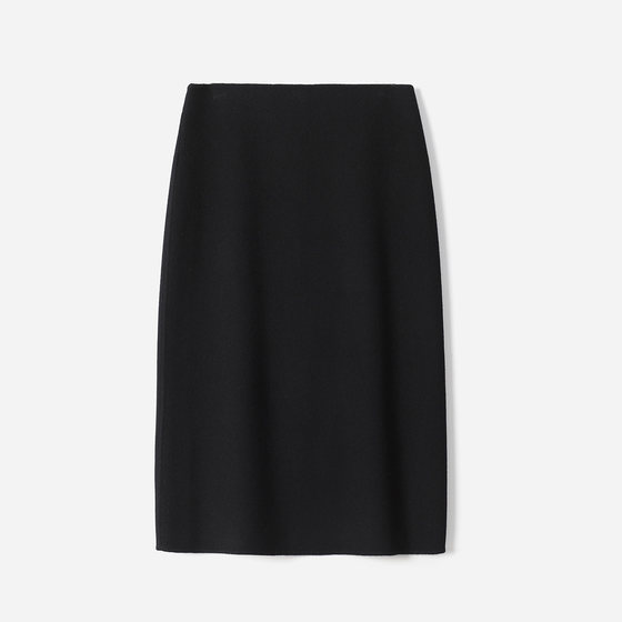 
WBQ07025 Moli Yaji 30 cashmere 70 wool double-sided woolen back slit classic one-step skirt little black dress