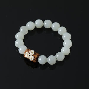 
YBHT0001 [Treasure Pickup] Natural Jasper and Tian Jade Clear Water Straight Cut Barrel Beads Round Beads Single Circle Bracelet