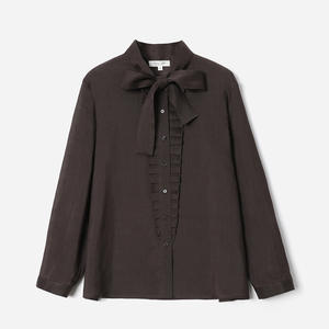 
*WCS08118 Jasmine Yaji Lazy stand-up collar streamer lace full ramie long-sleeved shirt for spring women