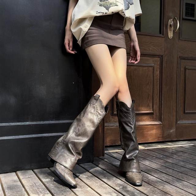 Olomisa Rhinestone Over-the-Knee Cowboy Boots For Women - Sparkly Chunky Heel, Pointed Toe, Side Zipper - View #3