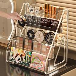 Cosmetics Storage Box, Makeup Table, Transparent Ladder-Type Lipstick and Perfume Display Stand, Eye Shadow Palette Storage Rack