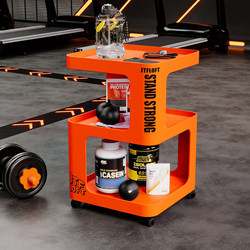 Industrial-Style Side Table, Movable Coffee Table, Small Trolley, Water Bottle Holder for Gym Training Area, Creative Iron Art Storage Rack