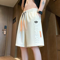 Outlet Exclusive Ice Silk Breathable Shorts for Men, Summer Trendy Brand Letter Embossed Youth Casual Sports Shorts