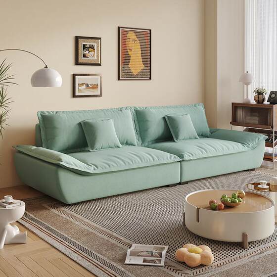 Wing-level sailing ship sofa frameless tofu block sofa modern simple three-seat cat scratch leather fabric