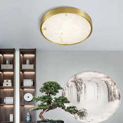 Personalized luxury, light, simple and new creative marble balcony round lamps bedroom study Chinese style copper ceiling lamp