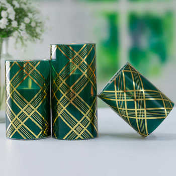 
Hot stamping decal aristocratic plaid pattern glass paraffin home gardening atmosphere candle light LED electronic candle light