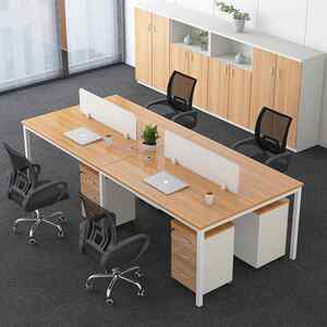 
Office furniture staff office clerk simple modern table L-shaped 6/4 person screen work place card DF-596 positions