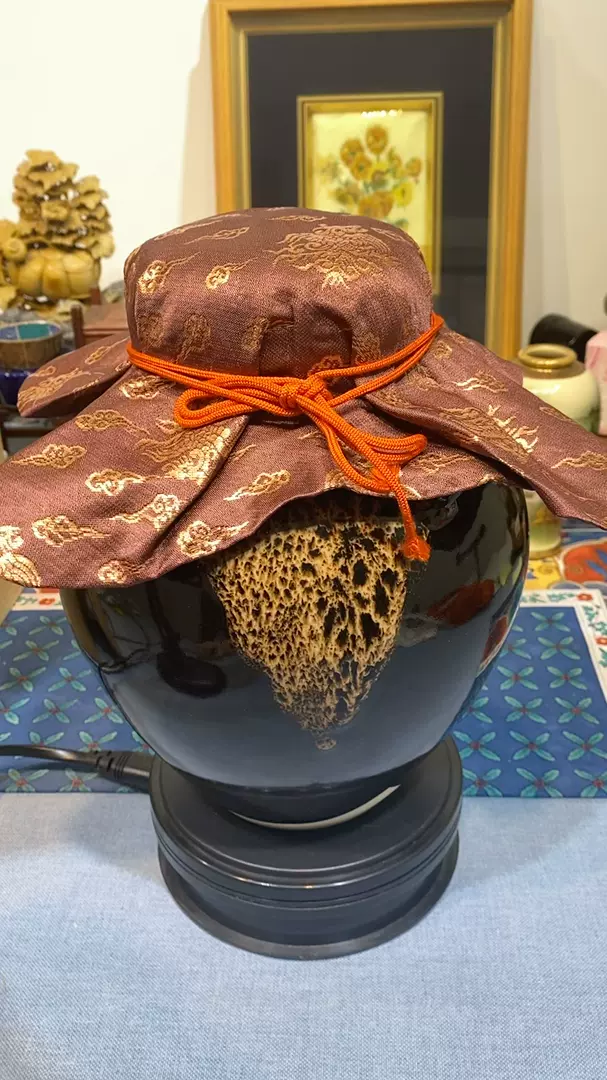 茶壷 飾壷 天目釉 洛東 草山作 飾り網 三本紐 共箱 茶道具 茶壷 飾壷 天目釉 洛東 草山作 飾り網 三本紐 共箱 茶道具 茶壷 飾壷