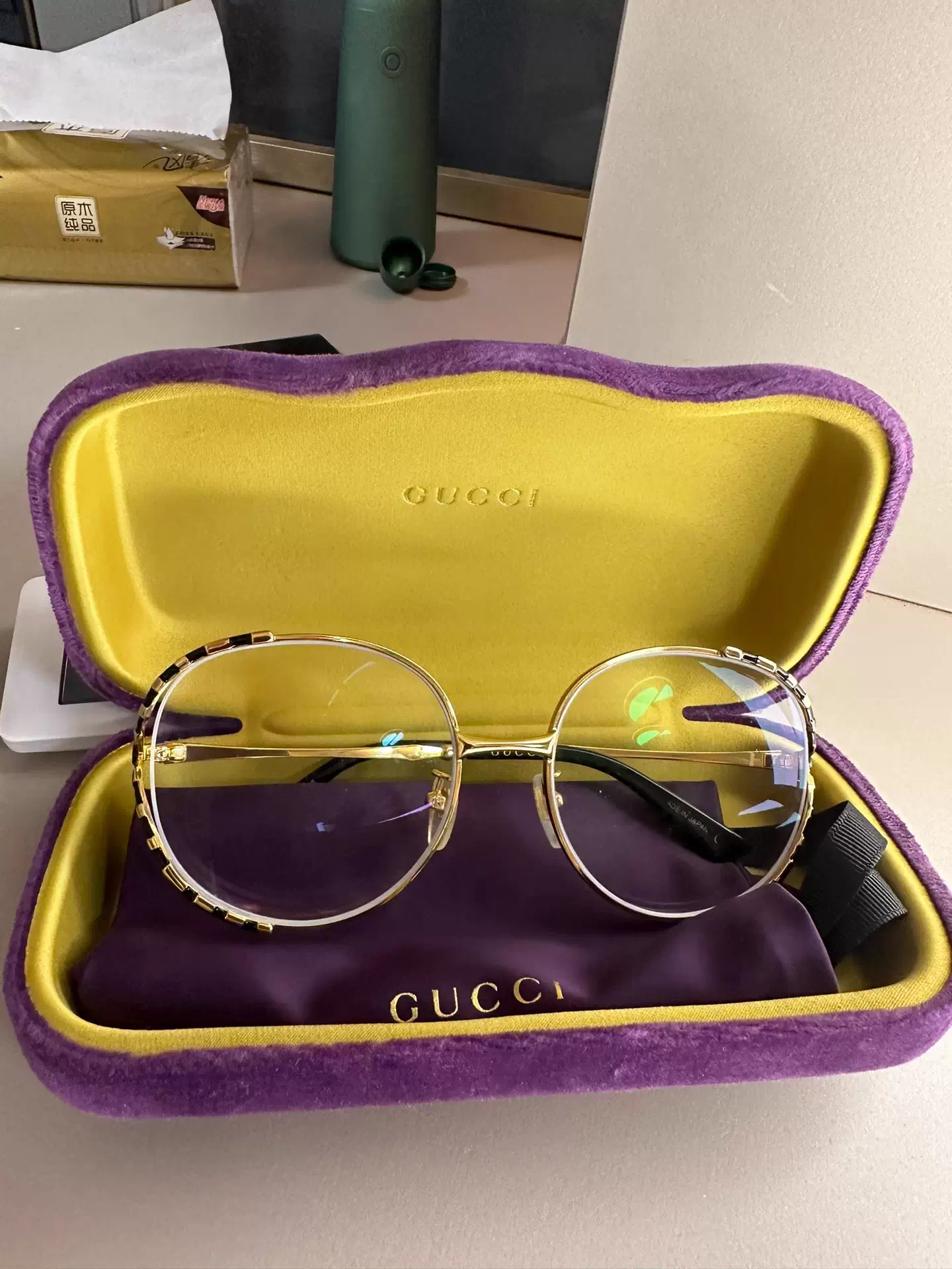 Gucci 小蜜蜂金色眼鏡框專櫃正品-Taobao
