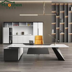 
Desk boss desk simple modern white painted table and chair combination office president manager executive desk furniture