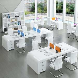 
Staff desk office furniture simple modern paint computer desk employee desk screen 4 person office desk chair combination