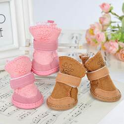 Pet Dog Shoes Teddy Small Size Dogs Wear-Resistant Non-Slip Waterproof Leather Shoes Bichon Pomeranian Rain Boots All Year Round