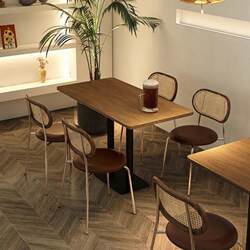 Retro cafe bistro clear bar dining table and chair combination bakery dessert shop table catering commercial restaurant booth