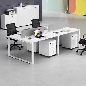 
Staff office desk and chair combination white iron frame office desk staff station six-seat booth financial staff table furniture