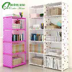 Korean-Style Simple Floor-Standing Storage Rack Reinforced Bookcase Office Storage Fabric Children's Fabric Canvas Bookshelf Modular