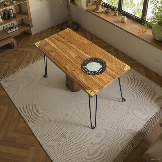 
Outdoor solid wood folding table old elm fireside tea table courtyard camping portable thickened home picnic table