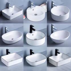 Countertop Washbasin, Ceramic Above-Counter Basin, Single Basin Washbasin, Balcony Washbasin, Household Countertop Basin