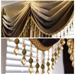 1/2/3M Curtain Trims Crystal Beads Decoration Lace Tassel