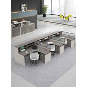 Staff office desk chair combination simple modern 2/4/6 artificial table screen screen card seat financial office finance office furniture
