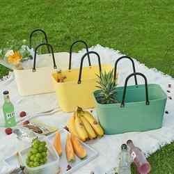 Picnic Basket, Flower Basket, Outdoor Spring Outing Supplies, Trendy Camping Tools, Full Set of Shopping Tote Baskets