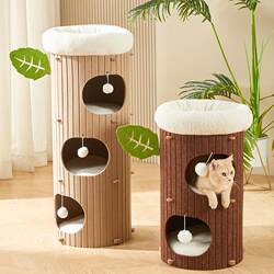 Cat Climbing Frame, Cat House, Cat Tree All-In-One, Winter Warm Cat Scratching Board, Double-Layer Winter Multi-Cat Multi-Layer Tree Hole Cat Nest