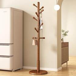 New Chinese-Style Solid Wood Floor-Standing Coat Rack for Bedroom Entryway, Beech Wood Coat and Bag Rack, Three-Dimensional Clothes Rack