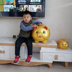 Large Capacity Piggy Bank That Only Goes In, Not Out, Gold Pig Savings Bank for Adults, New Model for Children, Girls, and Boys