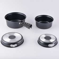 Outdoor aluminum set pot camping cookware non-stick pot portable outdoor travel mountaineering pot set CA5