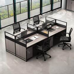 Staff Desk and Chair Set, Simple Modern Design, Dual Four-Person Workstation, Six-Person Workstation with Partition, Office Cubicles