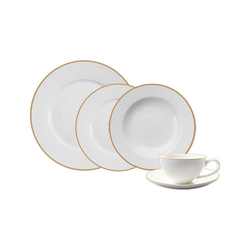 Ceramic plate and dish set, light luxury and simple hotel and restaurant table setting, ceramic tableware, pure platinum line, complete set of tableware