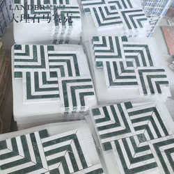 Guangdong Foshan natural stone mosaic black and white mixed color Carrara strip marble mosaic floor tiles
