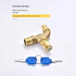 German All-Copper Lockable Faucet Key for Outdoor Use, Anti-Freeze, Universal for Washing Machines, Car Washing, and Watering Flowers