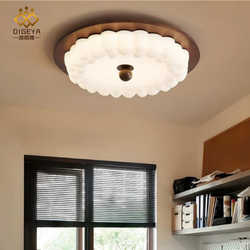 Bedroom retro aisle ceiling lamp eye protection lamps simple style medium round Yaffadi walnut study style antique style