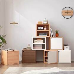 Grid Cabinet Free Combination Magic Cube Floor-Standing Storage Cabinet Partition Room Low Bookshelf under Stairs Step Cabinet Simple Bookcase