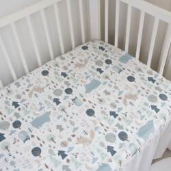 Baby Crib Sheet, Newborn Bedding, Children's Bed Cover, Pure Cotton Toddler Bed Sheet, Blue Polar Bear