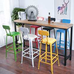 Iron Art Colorful Bar Table and Chair Set, Bar Stools, Cafe Milk Tea Shop Tables and Chairs, High Stools, Leisure Bar High Stools
