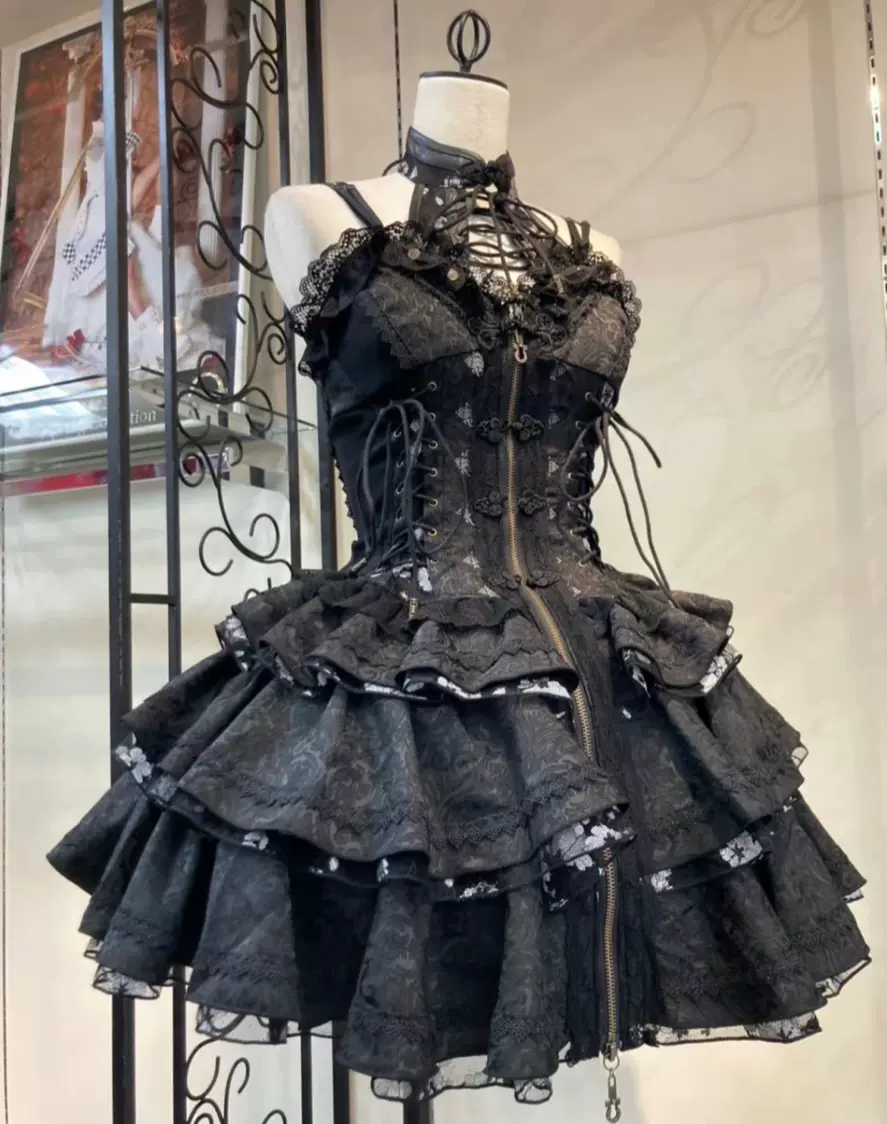 Lolita出租】ozz花鸟龙月·中华风立领蛋糕短裙-Taobao