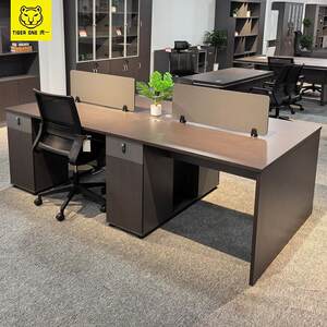 Guangdong Huyi Office Furniture Staff Office Desk Computer Desk Finance 4 Personnel with Bookcase Free Combination