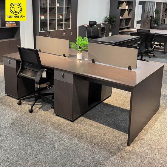 Guangdong Huyi Office Furniture Staff Office Desk Computer Desk Finance 4 Personnel with Bookcase Free Combination