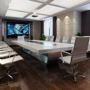 White paint long conference table simple modern large solid wood paint office furniture factory direct sale