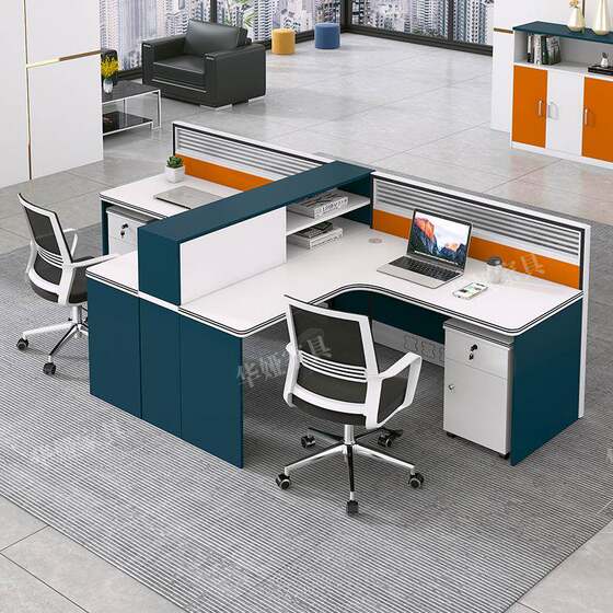 
Staff desk and chair combination simple modern desk office screen booth L-shaped office furniture staff station