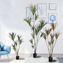 Nordic tropical simulation dragon blood tree iron tree mall hotel large-scale floor green plants fake potted plants decorative flower art