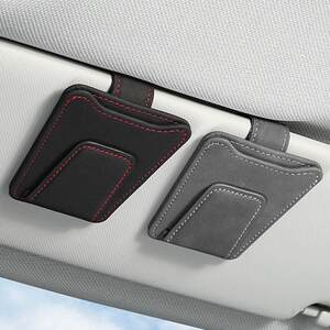 
Car glasses clip bracket Car sunglasses reversing leather sun visor card receipt storage box general style