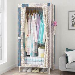 Simple Fabric Wardrobe, Hanging Type with Curtain, Small Wardrobe That Saves Space, Clothes Cabinet for Bedroom, Small Size for Home Use