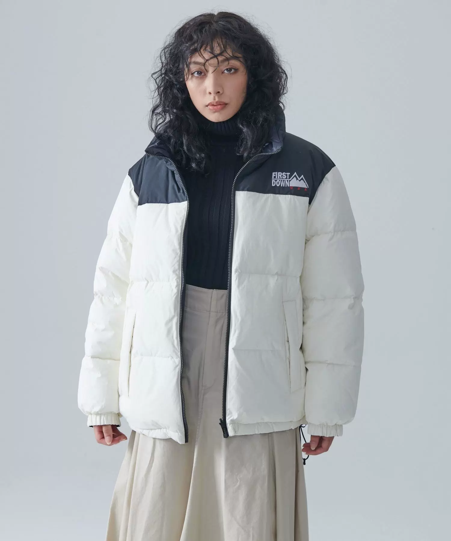 日本雪山FIRST DOWN秋冬男女立领保暖双面穿700蓬羽-Taobao