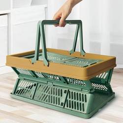 Foldable Picnic Basket, Supermarket Shopping Basket, Large Vegetable Shopping Basket, Spring Outing Tote Basket, Japanese-Style Grocery Basket